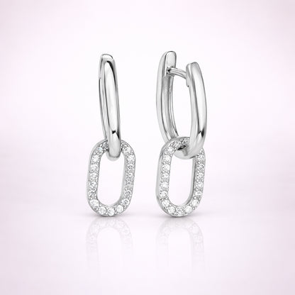 Creolen Damen 14mm rund 925 Sterling Silber mit Zirkonia Anhänger - vergoldet oder rhodiniert