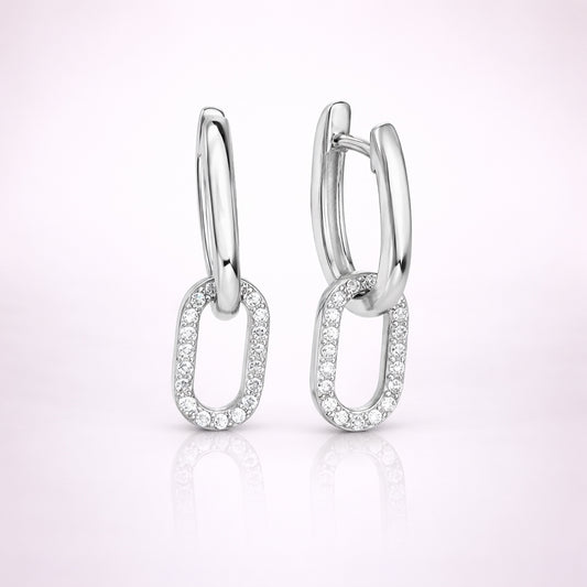 Creolen Damen 14mm rund 925 Sterling Silber mit Zirkonia Anhänger - vergoldet oder rhodiniert