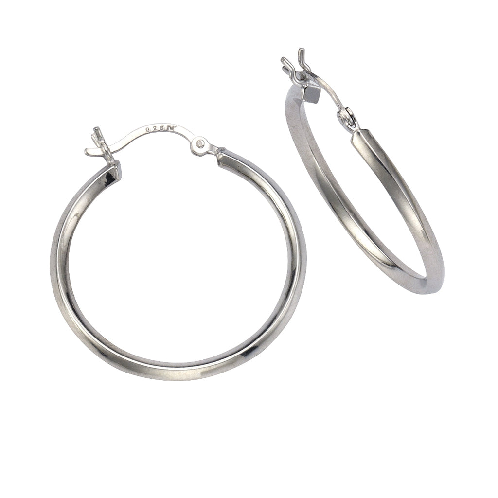 Damen Creolen 925 Sterling Silber rhodiniert 3-Kant 2,5mm - verschiedene Größen