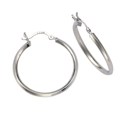 Damen Creolen 925 Sterling Silber rhodiniert 3-Kant 2,5mm - verschiedene Größen