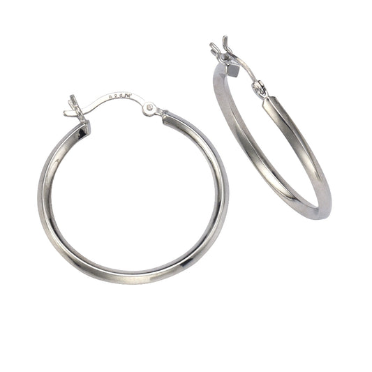Damen Creolen 925 Sterling Silber rhodiniert 3-Kant 2,5mm - verschiedene Größen