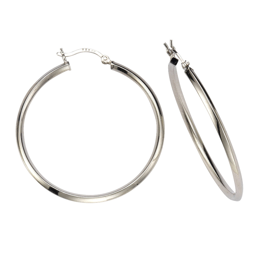Damen Creolen 925 Sterling Silber rhodiniert 3-Kant 2,5mm - verschiedene Größen