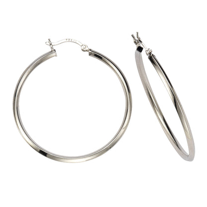Damen Creolen 925 Sterling Silber rhodiniert 3-Kant 2,5mm - verschiedene Größen