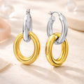 Damen Creolen aus 925er Sterling Silber Bicolor 3,0cm - teilvergoldet mit Einhänger