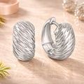 Damen Creolen 925 Sterling Silber rhodiniert strukturiert 15,5mm