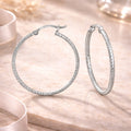 Damen Creolen 925 Sterling Silber diamantiert 30mm - vergoldet oder rhodiniert