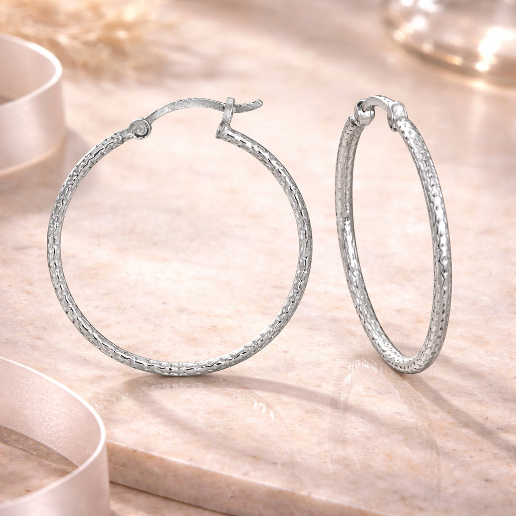 Damen Creolen 925 Sterling Silber diamantiert 30mm - vergoldet oder rhodiniert