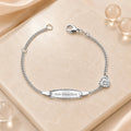 Kinder Schildarmband Schutzengel Herz 925 Silber gravierbar diamantiert - 14cm