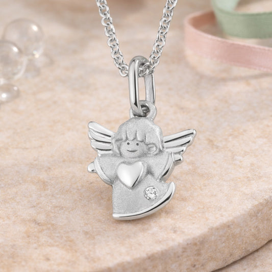 Anhänger aus 925er Sterling Silber - Engel mit Zirkonia