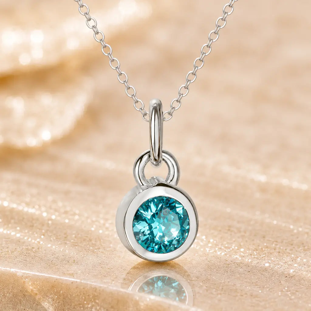 Anhänger Damen 925 Sterling Silber rhodiniert Geburtsstein Zirkonia 4,4mm - Optional mit Ankerkette 45cm