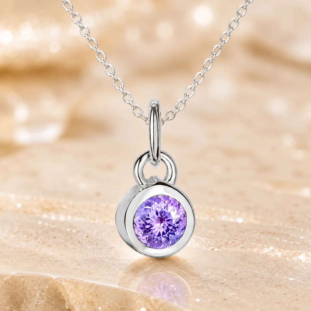 Anhänger Damen 925 Sterling Silber rhodiniert Geburtsstein Zirkonia 4,4mm - Optional mit Ankerkette 45cm