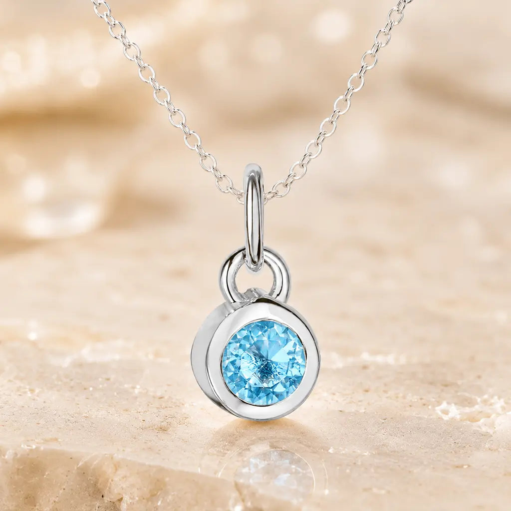 Anhänger Damen 925 Sterling Silber rhodiniert Geburtsstein Zirkonia 4,4mm - Optional mit Ankerkette 45cm