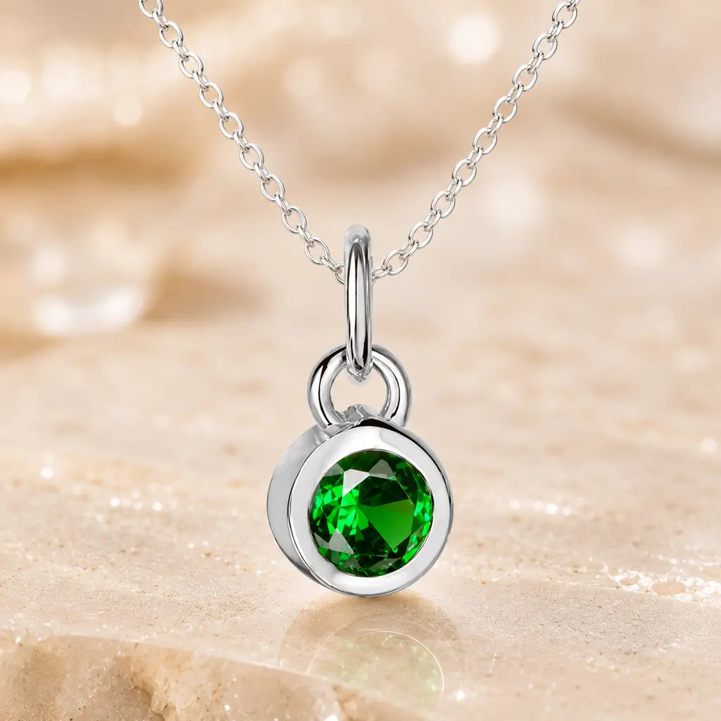 Anhänger Damen 925 Sterling Silber rhodiniert Geburtsstein Zirkonia 4,4mm - Optional mit Ankerkette 45cm