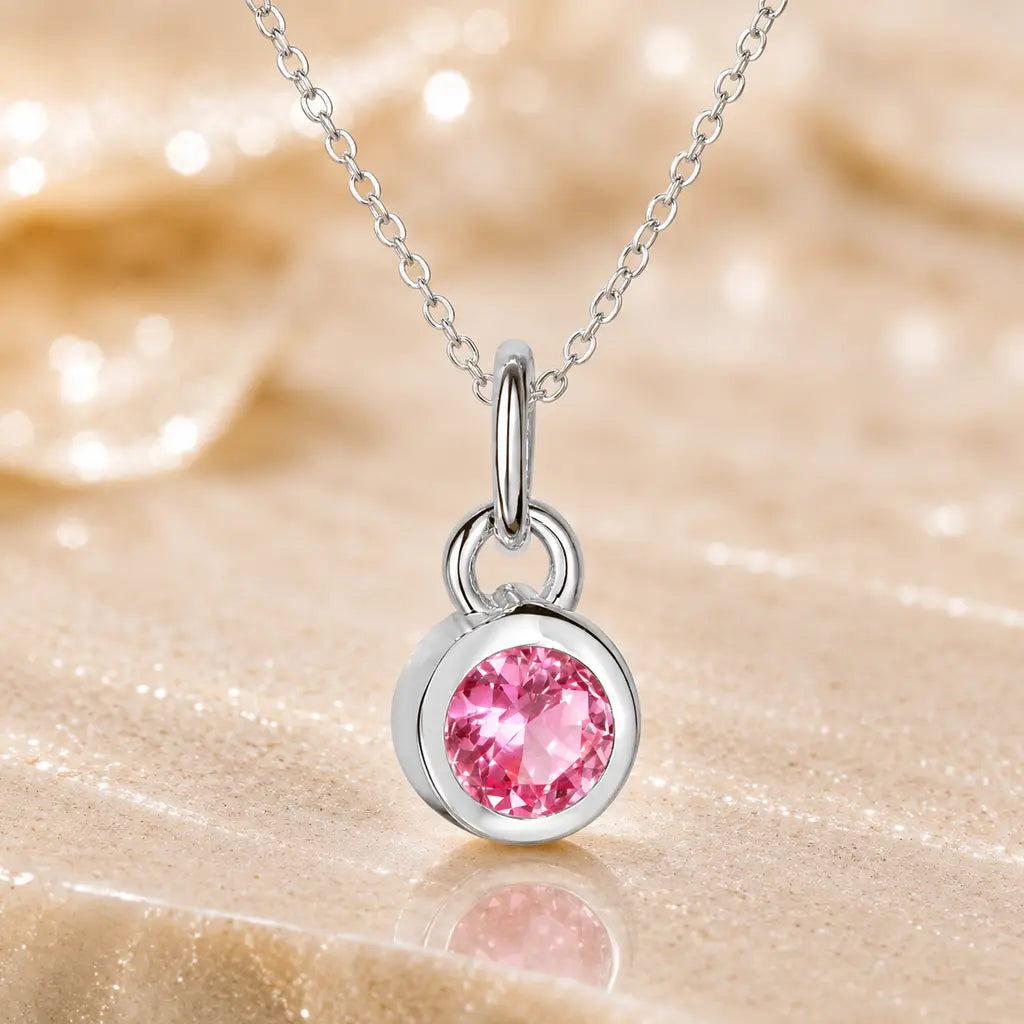 Anhänger Damen 925 Sterling Silber rhodiniert Geburtsstein Zirkonia 4,4mm - Optional mit Ankerkette 45cm