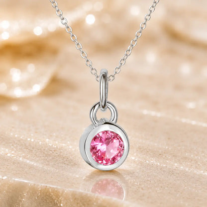 Anhänger Damen 925 Sterling Silber rhodiniert Geburtsstein Zirkonia 4,4mm - Optional mit Ankerkette 45cm