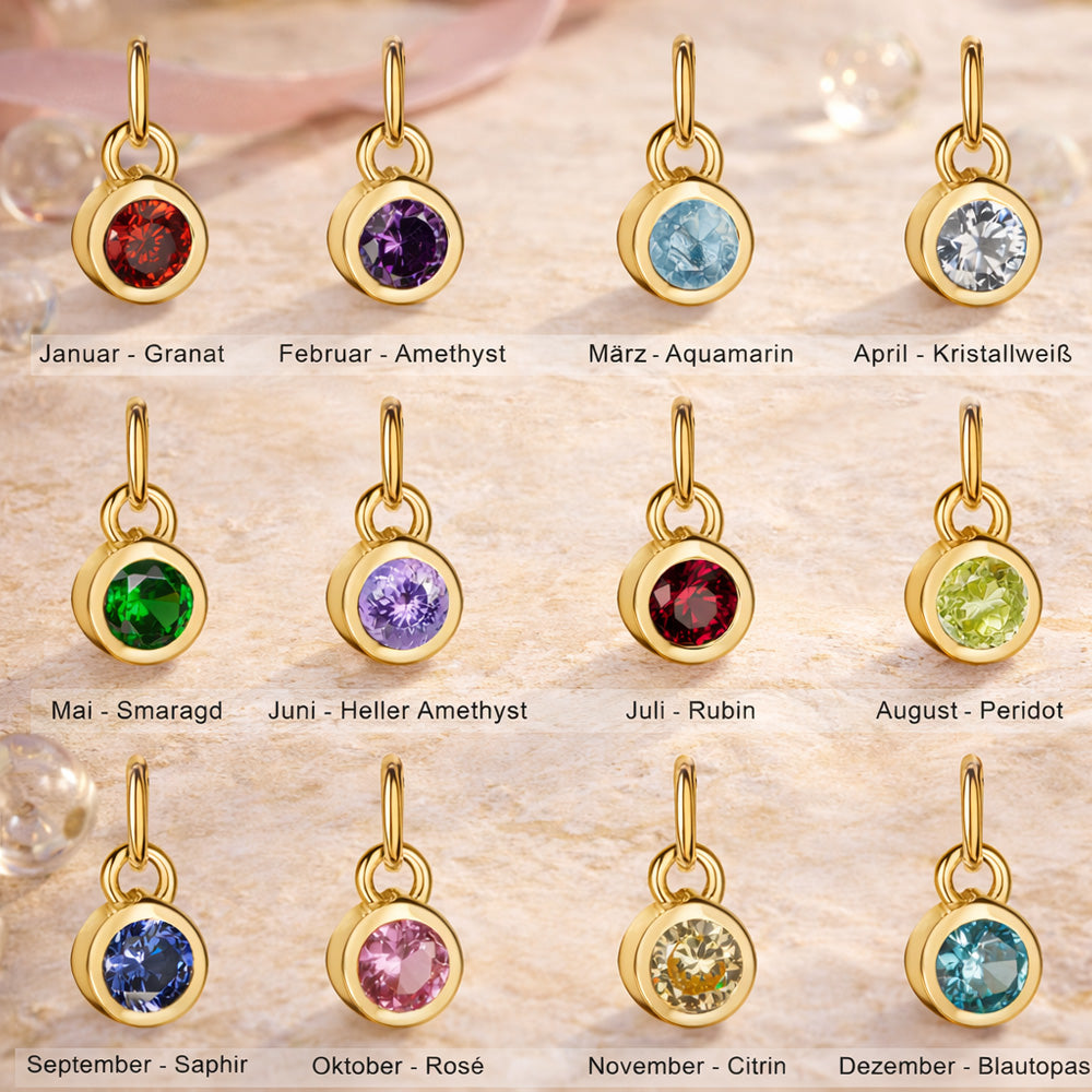Geburtsstein Anhänger aus 925 Sterling Silber vergoldet als Übersicht