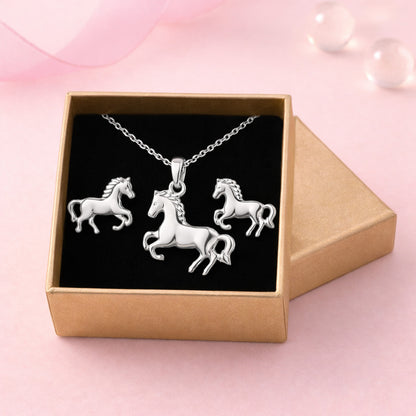 Pferd Geschenkset für Kinder aus 925 Sterling Silber
