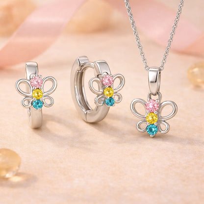Schmetterling Geschenkset für Kinder aus 925 Sterling Silber mit Zirkonia