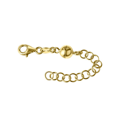 925 Sterling Silber Kugel-Magnetschließe mit Verlängerungskette 7cm - gold, silber, rotgold
