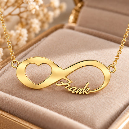 Infinity Namenskette mit Herz - 925 Sterling Silber - Silber | Vergoldet | Rosévergoldet mit Wunschname