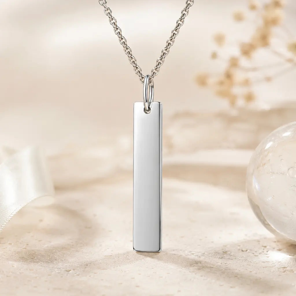 Collier Damen gravierbar 925 Sterling Silber oder vergoldet mit Gravuranhänger rechteckig