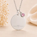 Personalisierte Damen Halskette 925 Sterling Silber - Gravurplatte, Geburtsstein & Kette 45cm