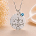 Kinder Sternzeichen Kette mit Gravurplatte & Geburtsstein 925 Silber personalisiert - inklusive Ankerkette 45cm