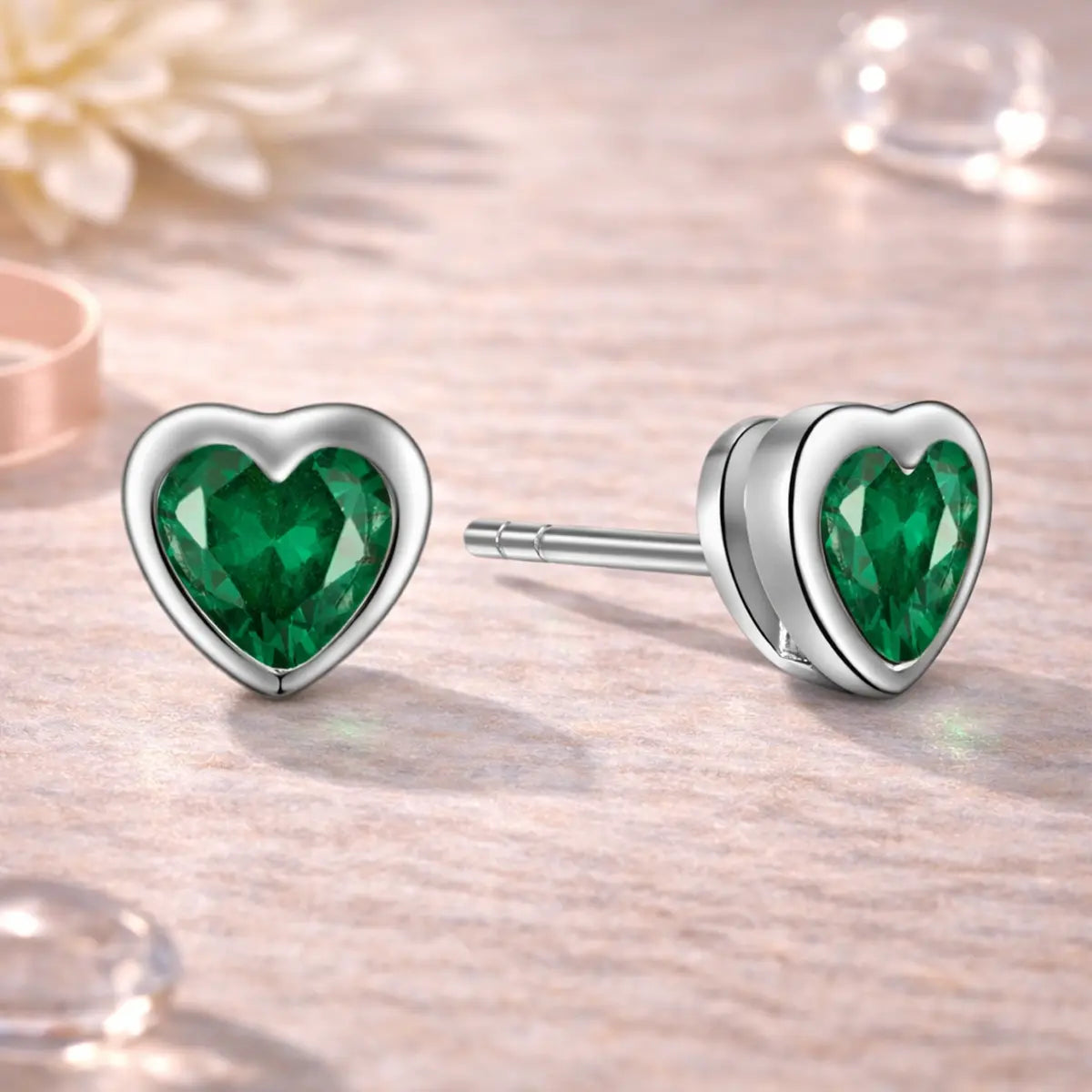 Kinder Ohrstecker 925 Sterling Silber Herz Zirkonia 6,5mm - verschiedene Farben