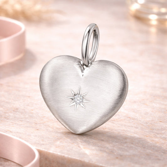 Damen Anhänger Herz 925 Sterling Silber rhodiniert mit Zirkonia - optional mit 45cm Kette