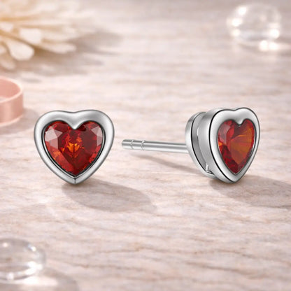 Kinder Ohrstecker 925 Sterling Silber Herz Zirkonia 6,5mm - verschiedene Farben