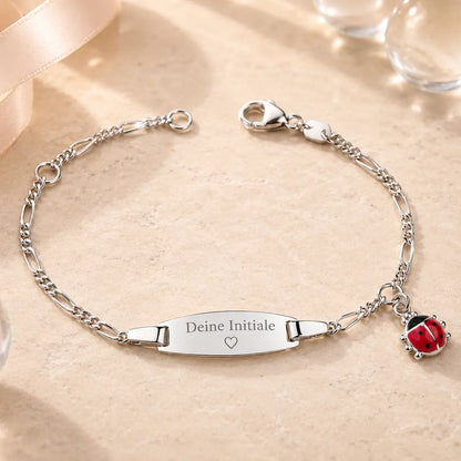 Armband aus 925er Sterling Silber - Schildarmband mit Marienkäfer