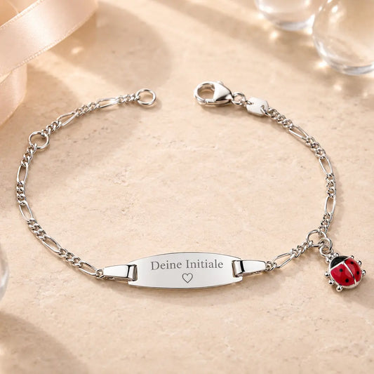 Armband aus 925er Sterling Silber - Schildarmband mit Marienkäfer