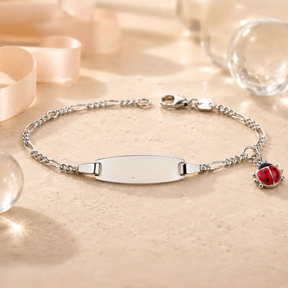 Armband aus 925er Sterling Silber - Schildarmband mit Marienkäfer