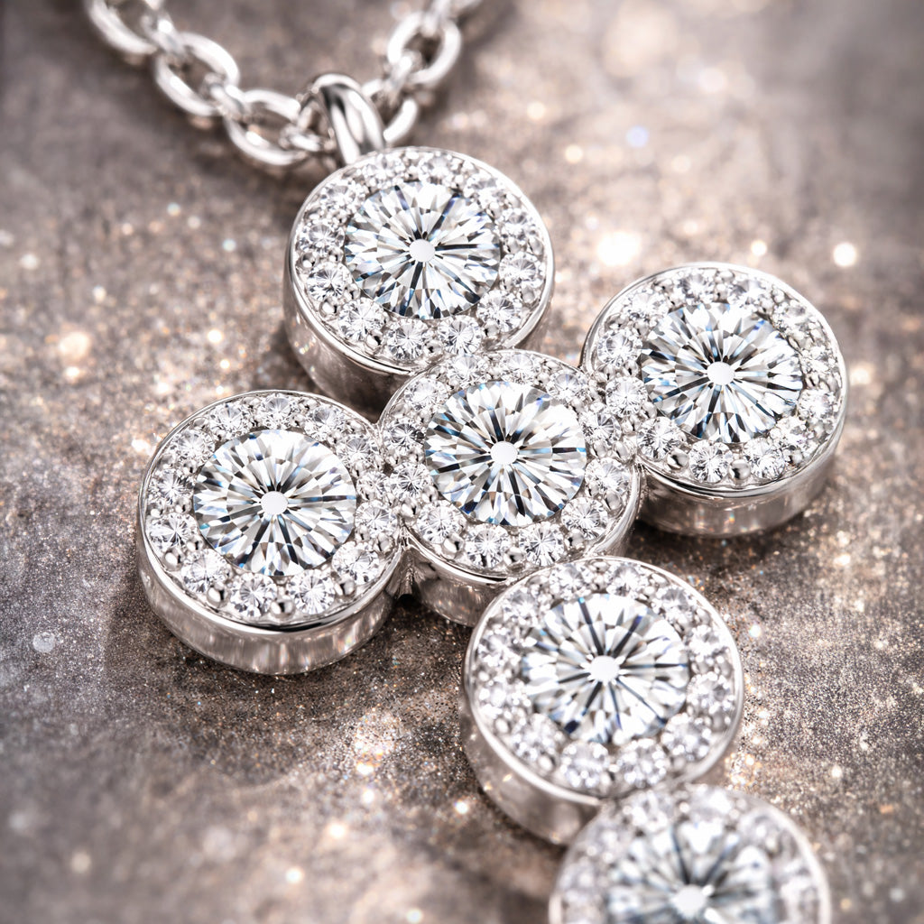 Collier Kreuz Anhänger aus 925er Sterling Silber mit 72 Zirkonia