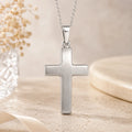 Kreuz Anhänger Damen 925 Sterling Silber mattiert - gravierbar mit optionaler Ankerkette 45cm