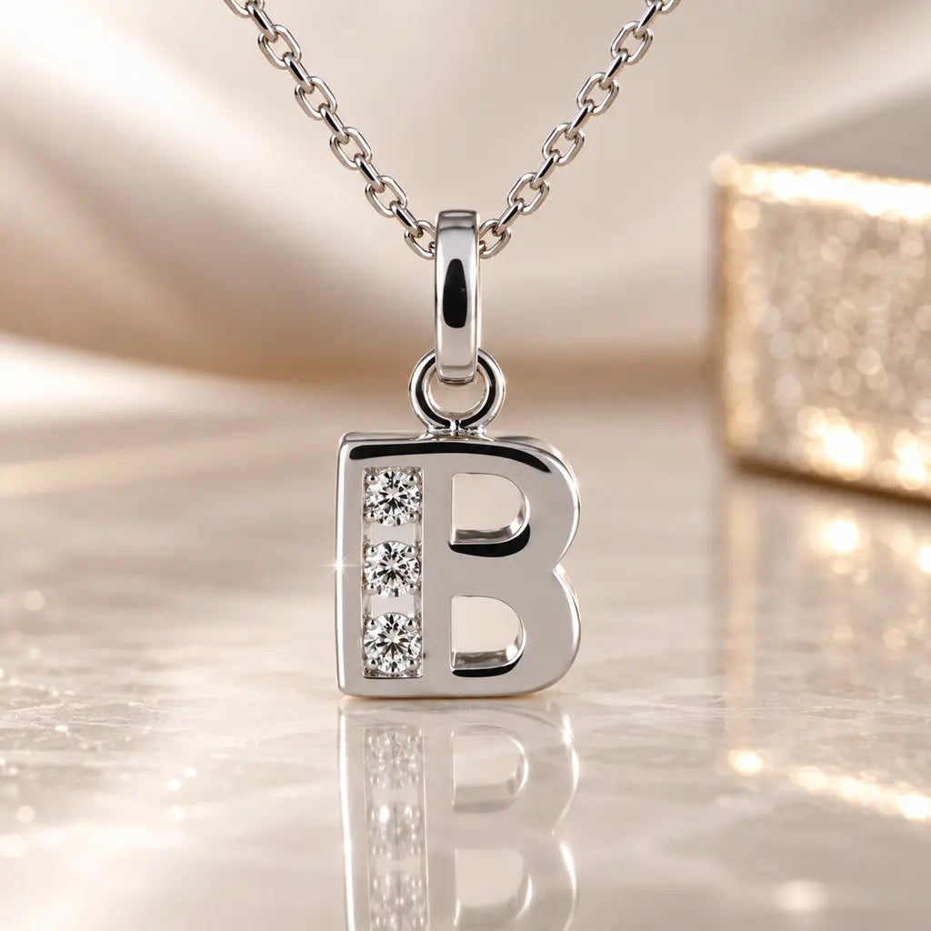 Mini-Buchstabenkette Damen 925 Sterling Silber mit Geburtsstein & Zirkonia - 45cm