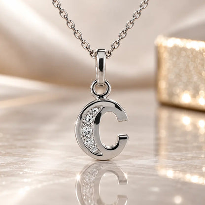 Mini-Buchstabenkette Damen 925 Sterling Silber mit Geburtsstein & Zirkonia - 45cm