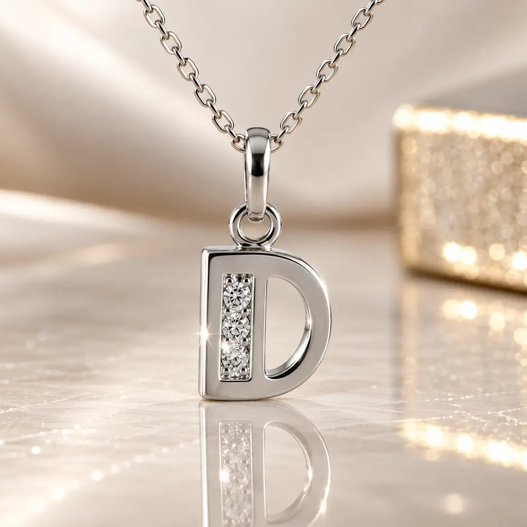 Mini-Buchstabenkette Damen 925 Sterling Silber mit Geburtsstein & Zirkonia - 45cm