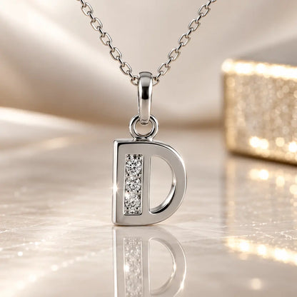 Buchstabenanhänger Damen 925 Sterling Silber mit Zirkonia - optional mit Kette 45cm