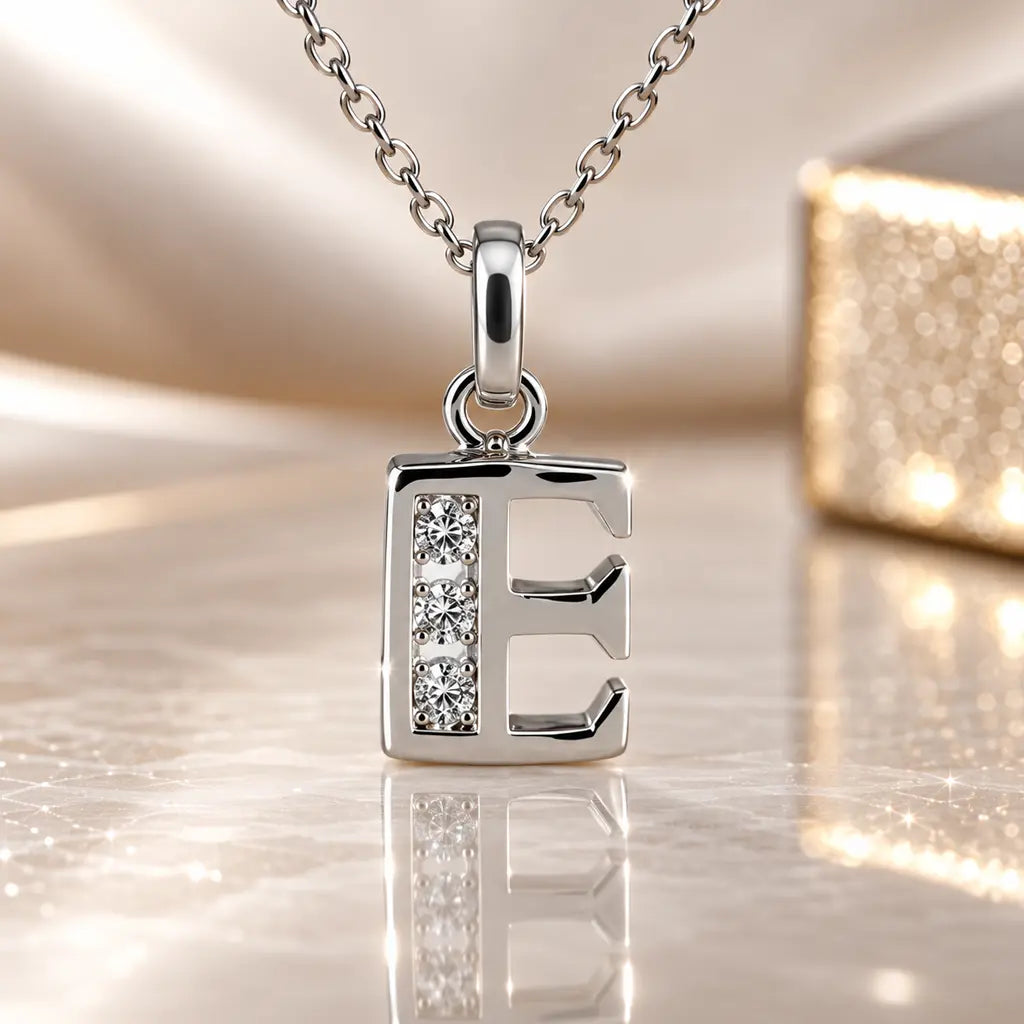 Mini-Buchstabenkette Damen 925 Sterling Silber mit Geburtsstein & Zirkonia - 45cm