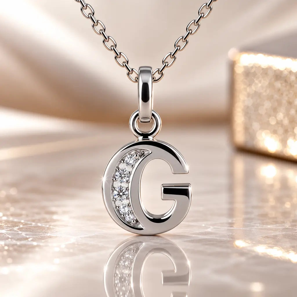Mini-Buchstabenkette Damen 925 Sterling Silber mit Geburtsstein & Zirkonia - 45cm