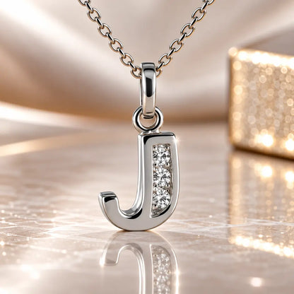 Buchstabenanhänger Damen 925 Sterling Silber mit Zirkonia - optional mit Kette 45cm
