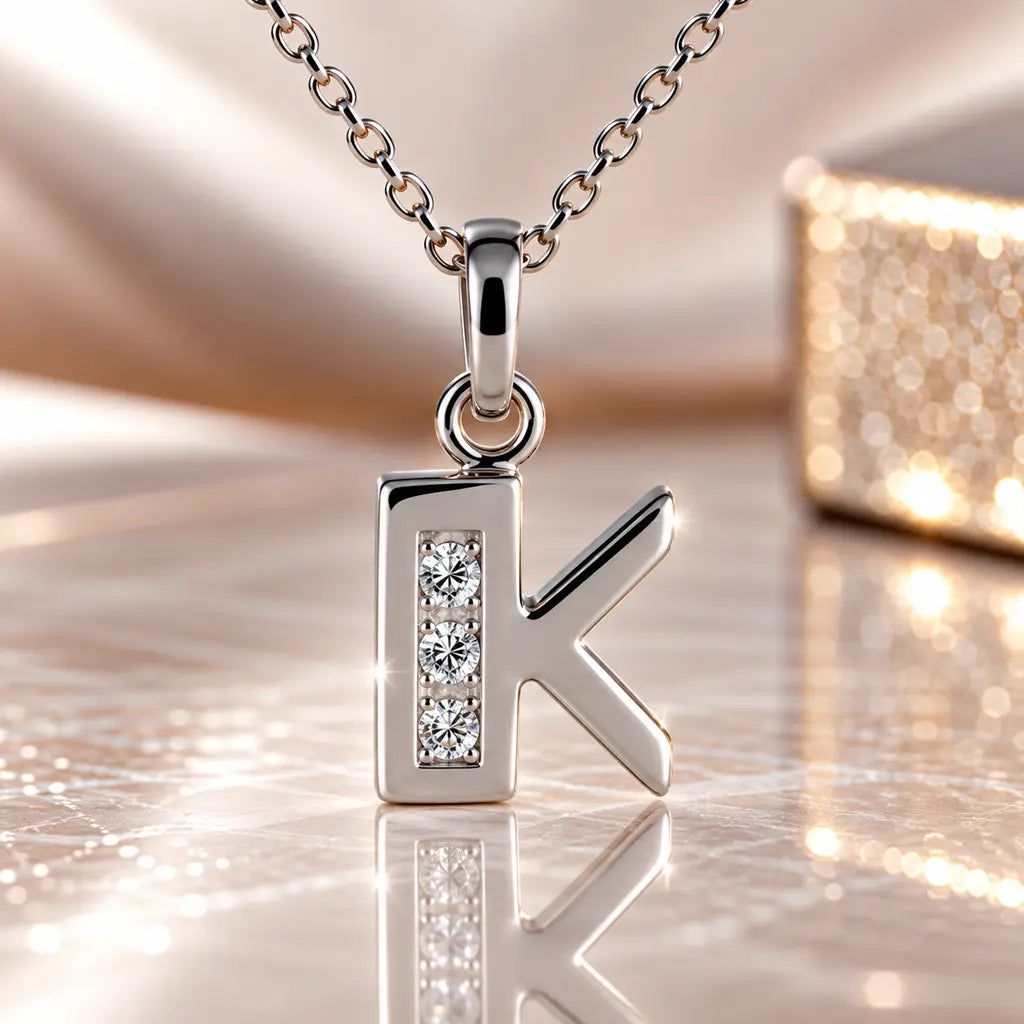 Mini-Buchstabenkette Damen 925 Sterling Silber mit Geburtsstein & Zirkonia - 45cm