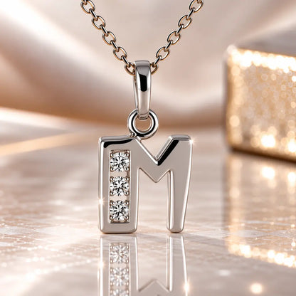 Mini-Buchstabenkette Damen 925 Sterling Silber mit Geburtsstein & Zirkonia - 45cm