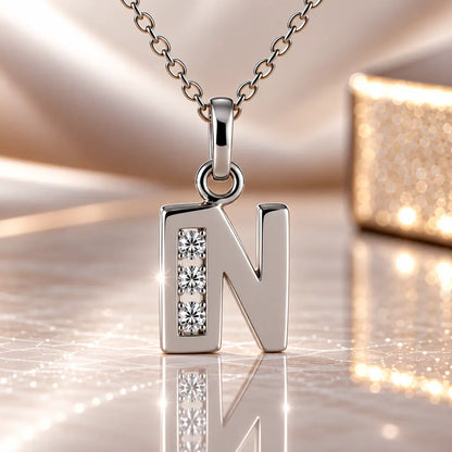 Mini-Buchstabenkette Damen 925 Sterling Silber mit Geburtsstein & Zirkonia - 45cm