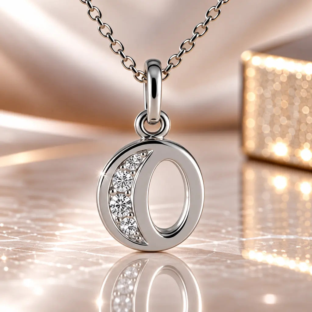 Mini-Buchstabenkette Damen 925 Sterling Silber mit Geburtsstein & Zirkonia - 45cm