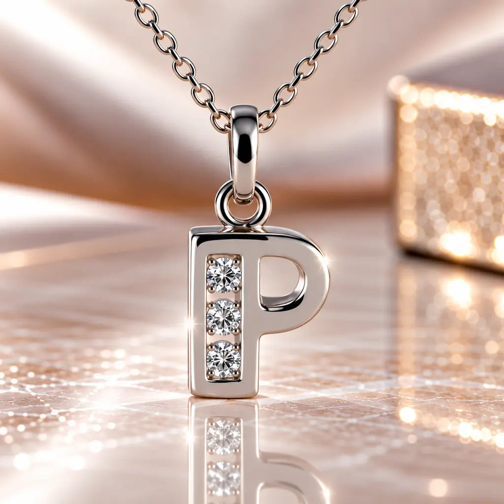 Mini-Buchstabenkette Damen 925 Sterling Silber mit Geburtsstein & Zirkonia - 45cm
