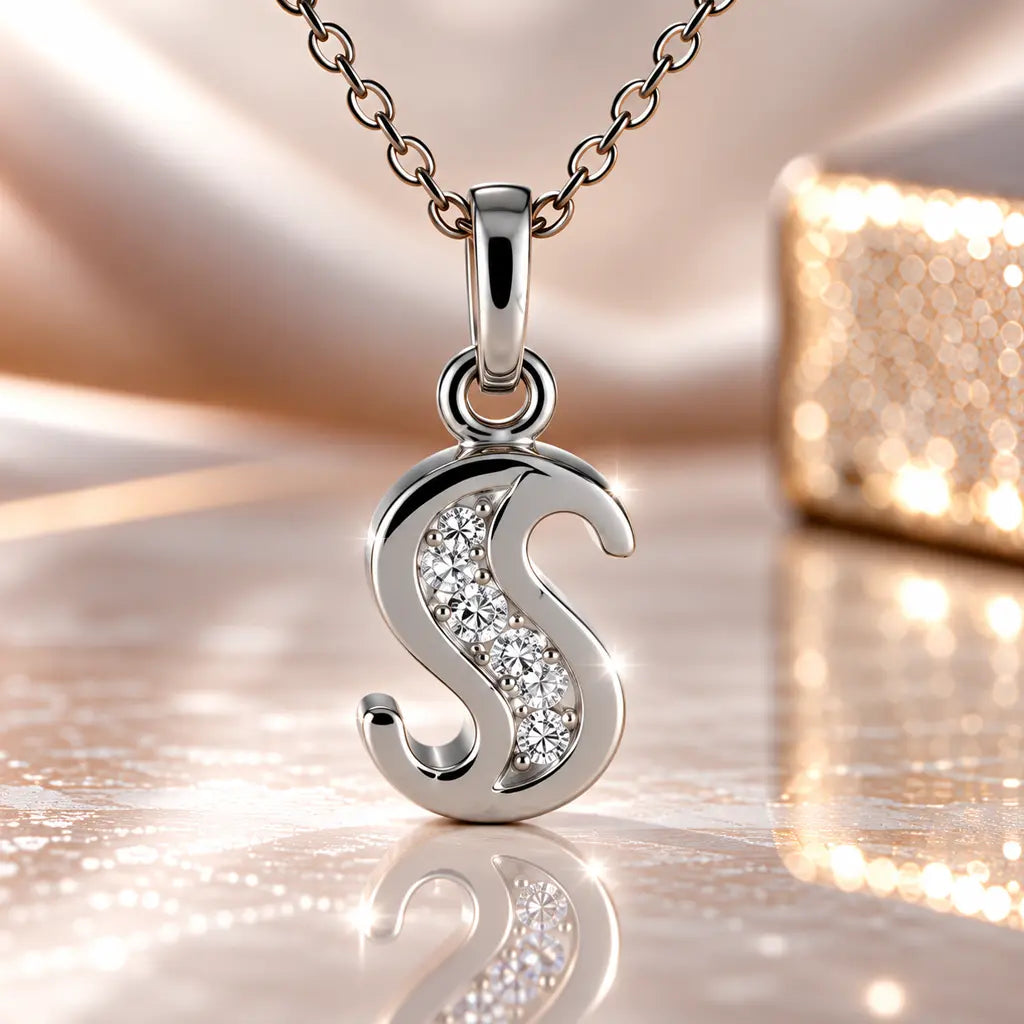 Mini-Buchstabenkette Damen 925 Sterling Silber mit Geburtsstein & Zirkonia - 45cm