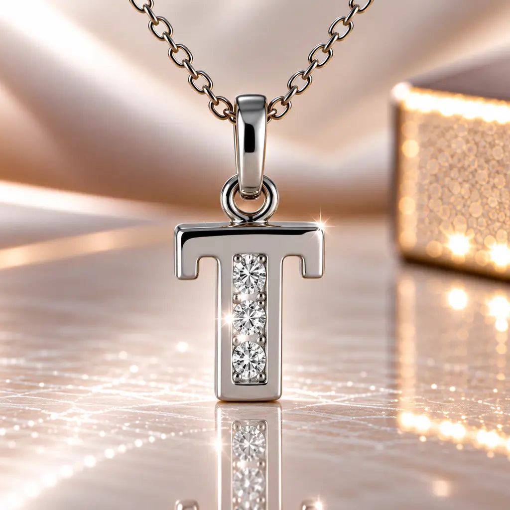 Mini-Buchstabenkette Damen 925 Sterling Silber mit Geburtsstein & Zirkonia - 45cm