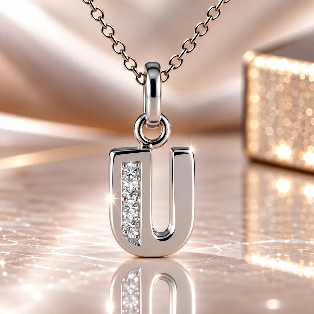 Mini-Buchstabenkette Damen 925 Sterling Silber mit Geburtsstein & Zirkonia - 45cm